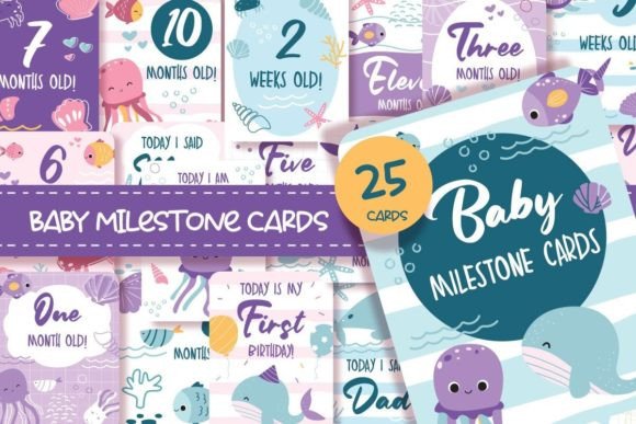 Baby Milestone Cards Pack, Ocean Vol.01