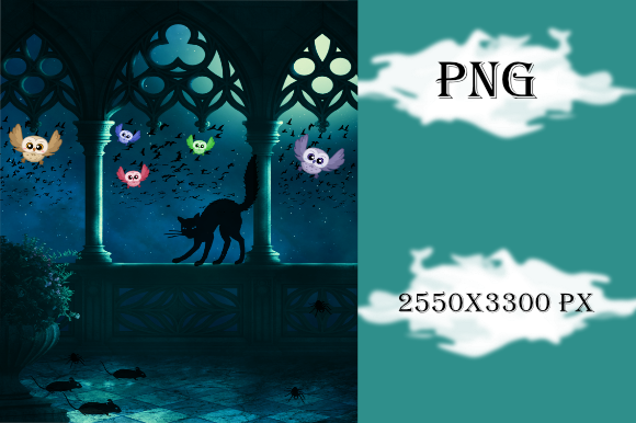 Fantasy Black Night Scene Watercolor